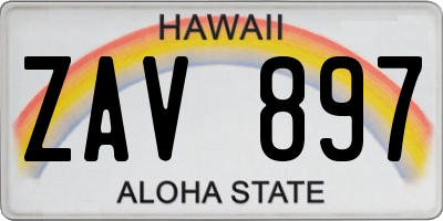 HI license plate ZAV897