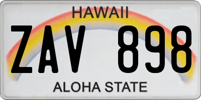 HI license plate ZAV898
