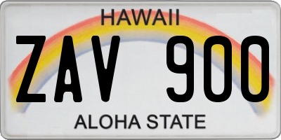 HI license plate ZAV900
