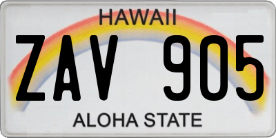HI license plate ZAV905