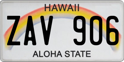HI license plate ZAV906