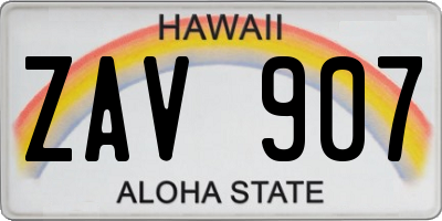 HI license plate ZAV907