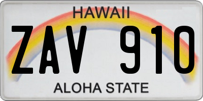 HI license plate ZAV910