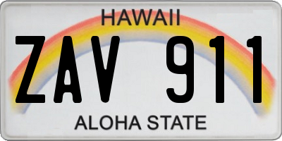HI license plate ZAV911