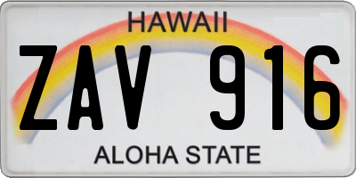HI license plate ZAV916