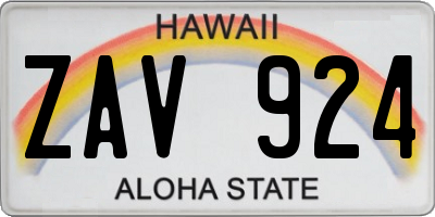 HI license plate ZAV924
