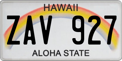 HI license plate ZAV927