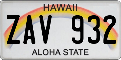 HI license plate ZAV932