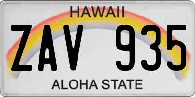 HI license plate ZAV935