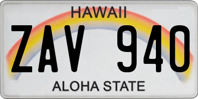 HI license plate ZAV940