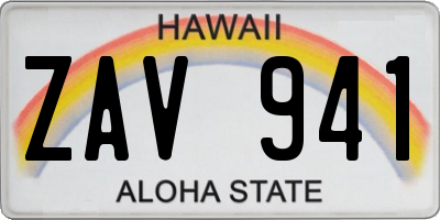 HI license plate ZAV941
