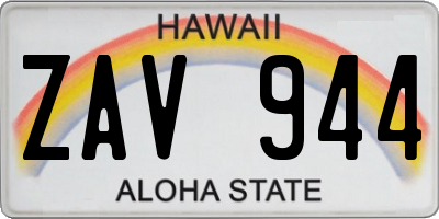 HI license plate ZAV944