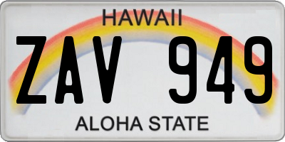 HI license plate ZAV949
