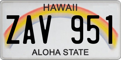HI license plate ZAV951