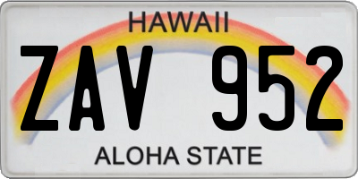 HI license plate ZAV952