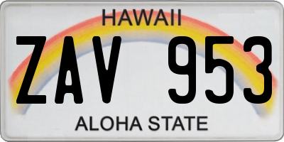 HI license plate ZAV953