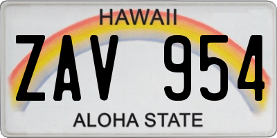 HI license plate ZAV954