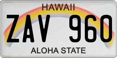 HI license plate ZAV960