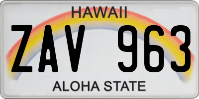 HI license plate ZAV963