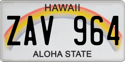 HI license plate ZAV964