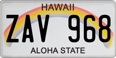 HI license plate ZAV968