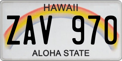 HI license plate ZAV970
