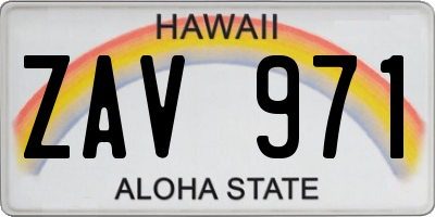 HI license plate ZAV971
