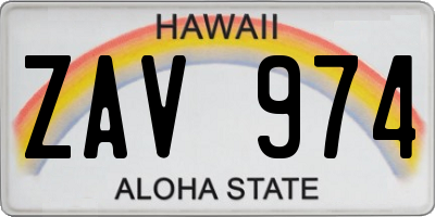 HI license plate ZAV974