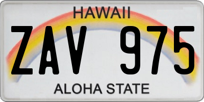 HI license plate ZAV975