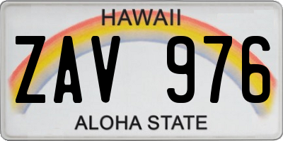 HI license plate ZAV976