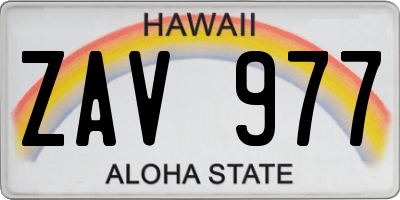 HI license plate ZAV977