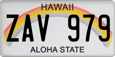 HI license plate ZAV979