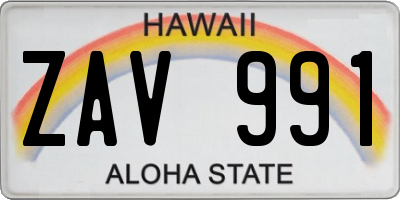 HI license plate ZAV991