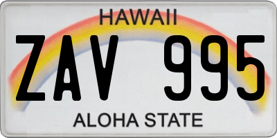 HI license plate ZAV995
