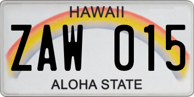 HI license plate ZAW015
