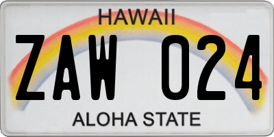 HI license plate ZAW024