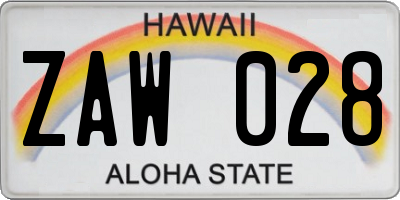 HI license plate ZAW028
