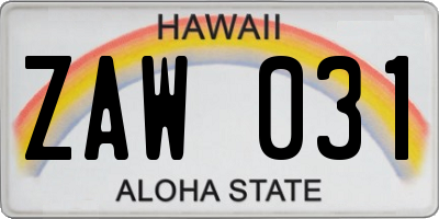HI license plate ZAW031