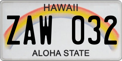 HI license plate ZAW032