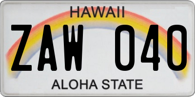 HI license plate ZAW040