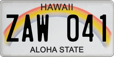 HI license plate ZAW041