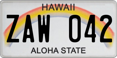 HI license plate ZAW042