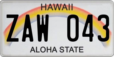 HI license plate ZAW043