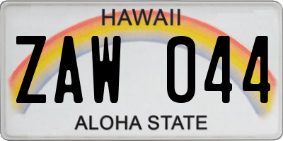 HI license plate ZAW044