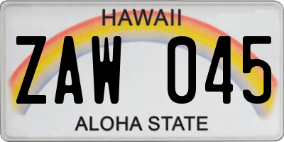HI license plate ZAW045