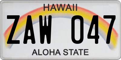 HI license plate ZAW047