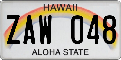 HI license plate ZAW048