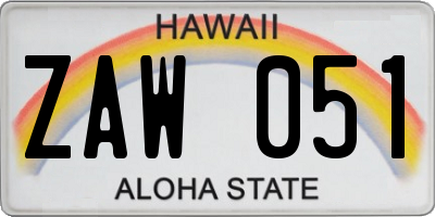 HI license plate ZAW051