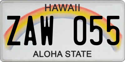 HI license plate ZAW055
