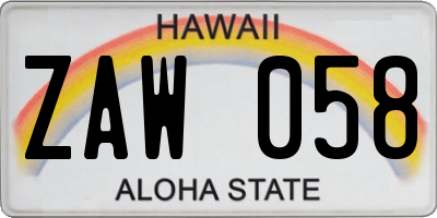 HI license plate ZAW058
